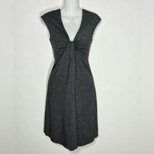 Express Heather Gray Jersey Knit Twist Front V-Neck Cap-Sleeve Dress Small